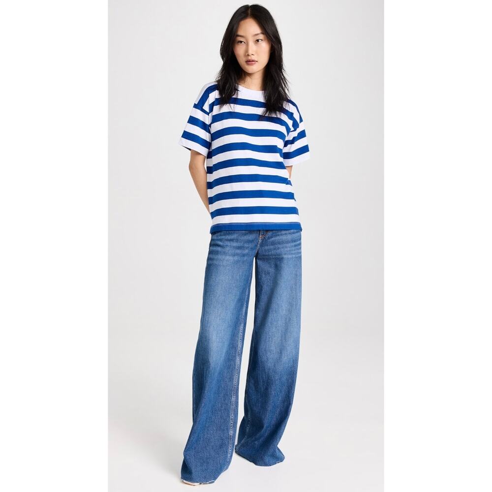 AYR The Hiijinx Pima Cotton Relaxed Boxy Riviera Stripe Crew Tee Retro - Medium - Picture 13 of 13